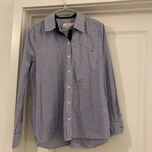 Vineyard Vines Ladies Relaxed Fit Button-Up Shirt Blue/White Stripe